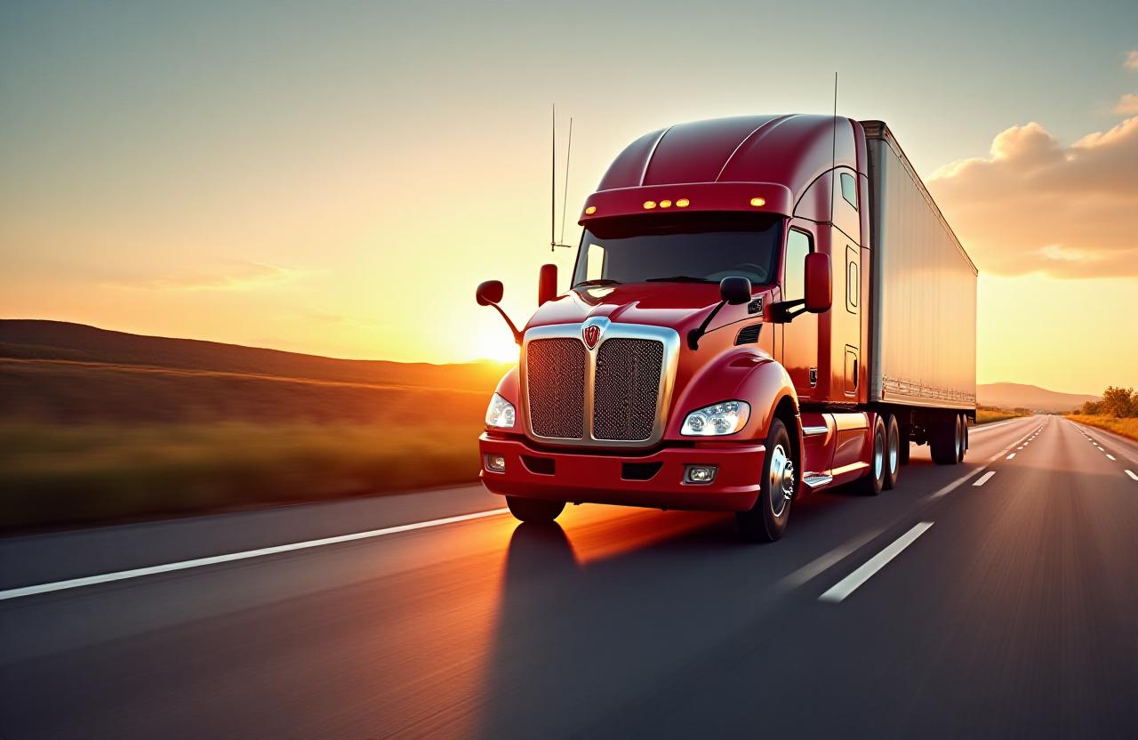 Modern logistics truck on a clean highway
