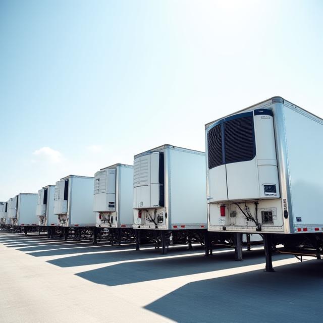 Close up of specialized logistics trailers